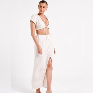 NWT Meshki Fatima Linen Wrap Skirt